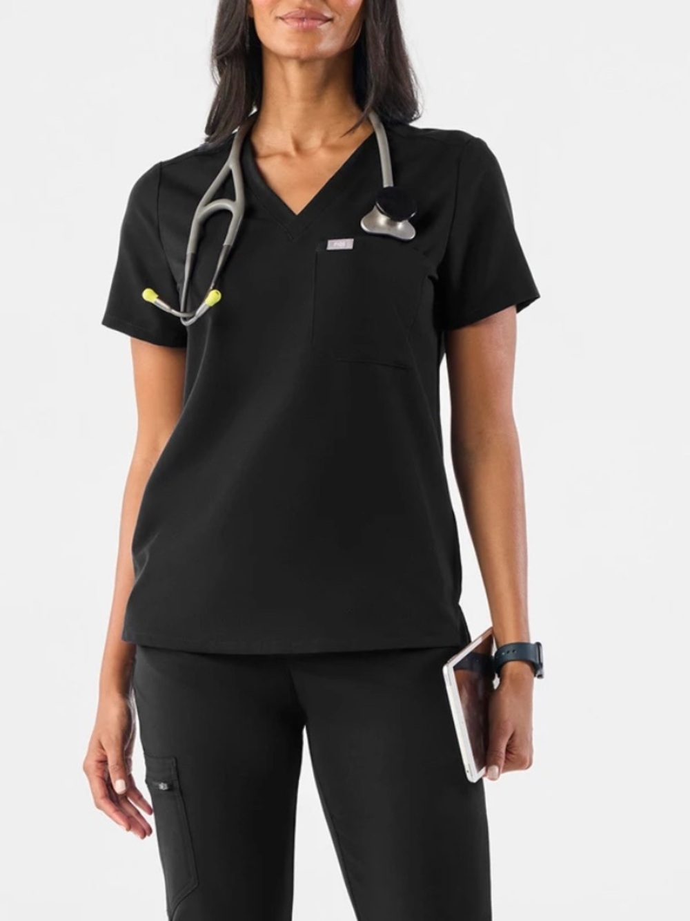 Figs Catarina scrub top large black